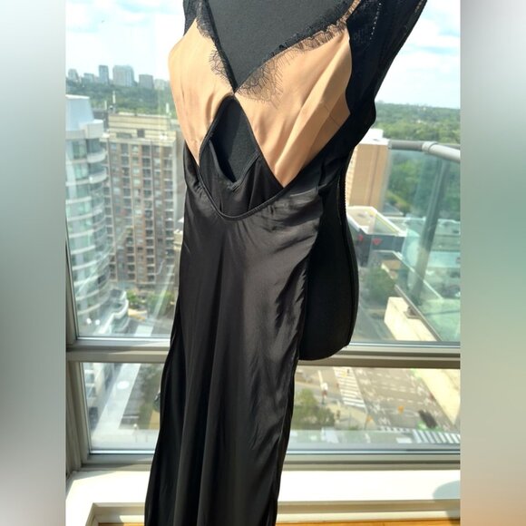 🆕 SELF PORTRAIT 🧿 NWT Black Lace Satin Maxi Dress, Sz US 2 / UK 6 - Picture 11 of 16